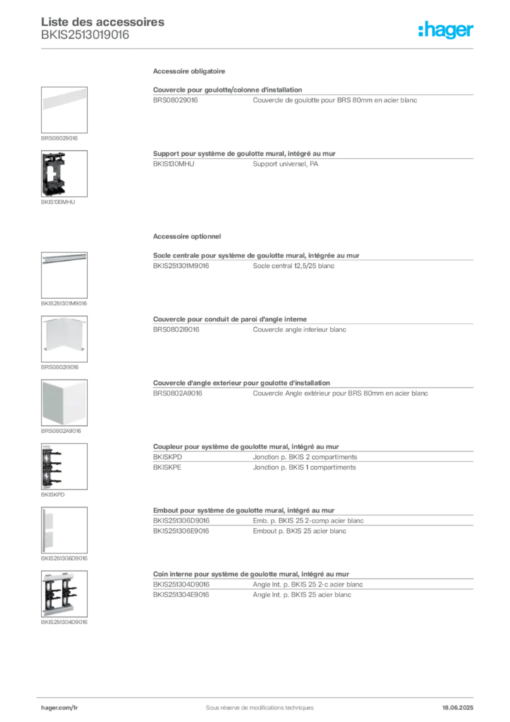 Image Hager Fiche technique du produit BKIS2513019016 | Hager France