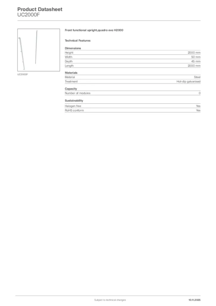 Image Hager Product data sheet UC2000F  | Hager Africa