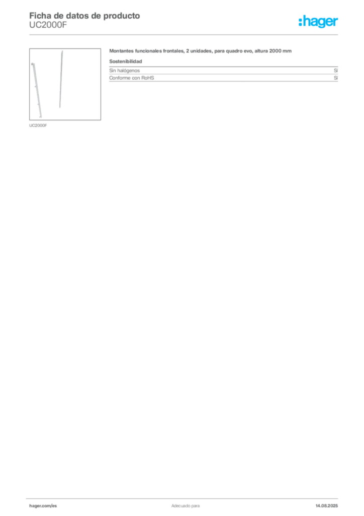 Imagen Hager Ficha de datos de producto UC2000F | Hager España