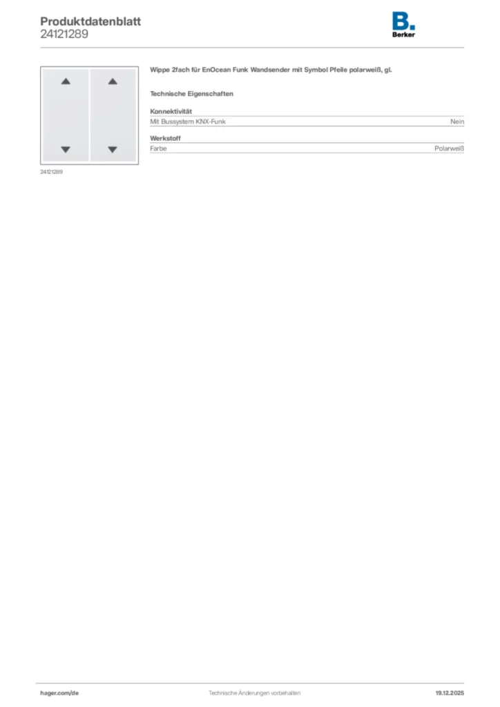 Bild Berker Produktdatenblatt 24121289 | Hager Deutschland