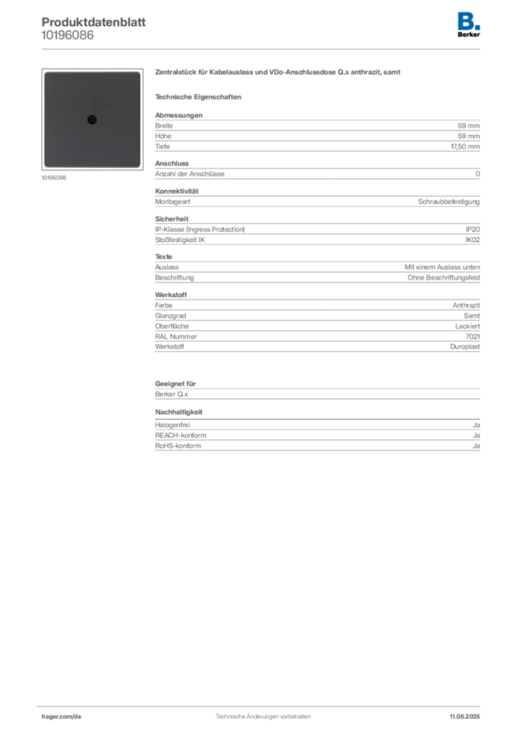 Berker Produktdatenblatt 10196086