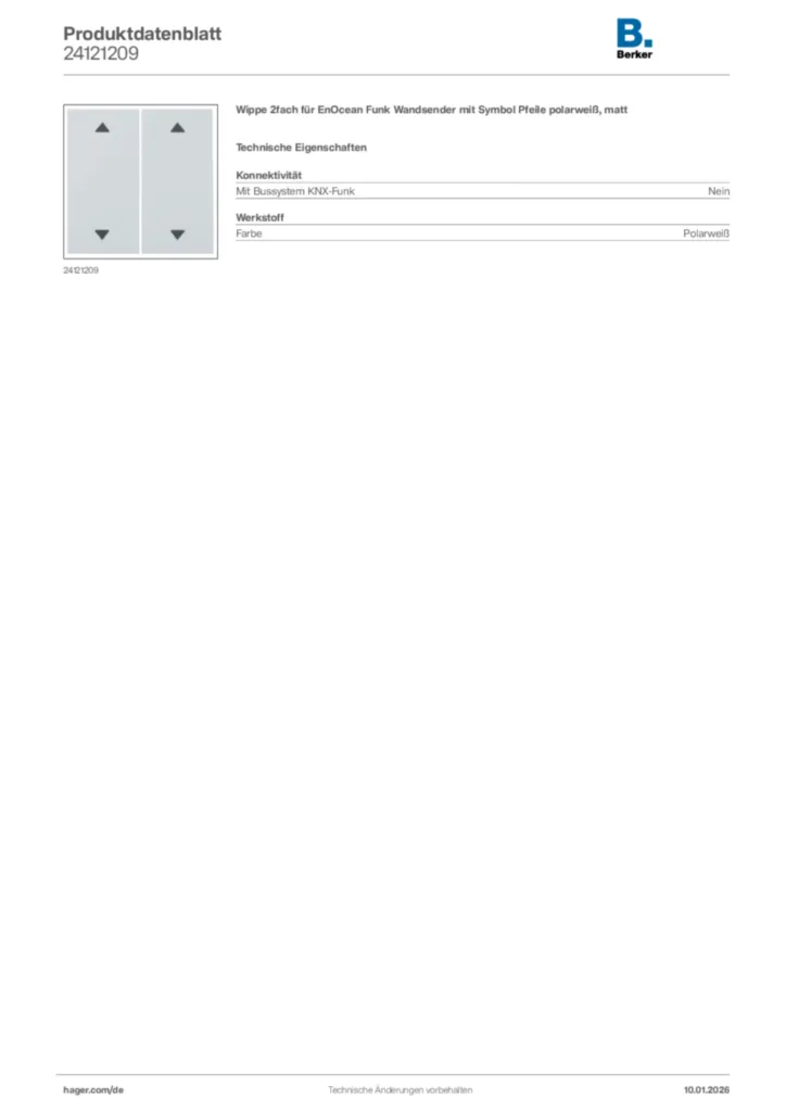 Bild Berker Produktdatenblatt 24121209 | Hager Deutschland