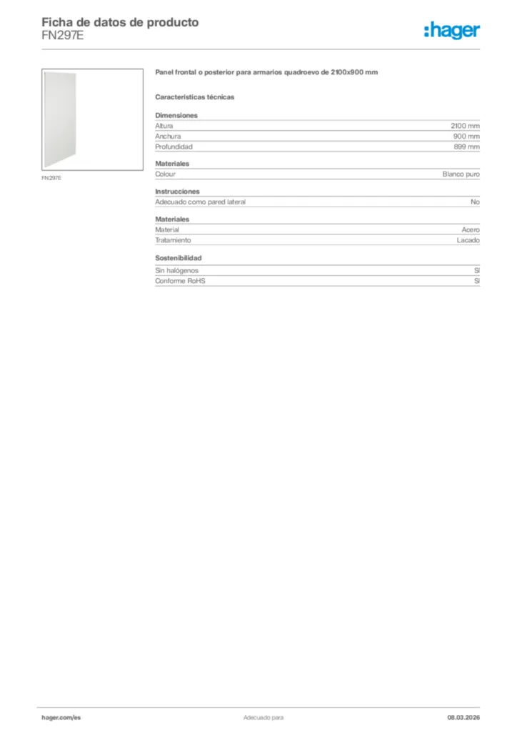 Imagen Hager Ficha de datos de producto FN297E | Hager España