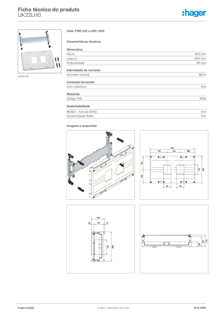 Imagem Hager Ficha técnica do produto UK22LH0 | Hager Portugal