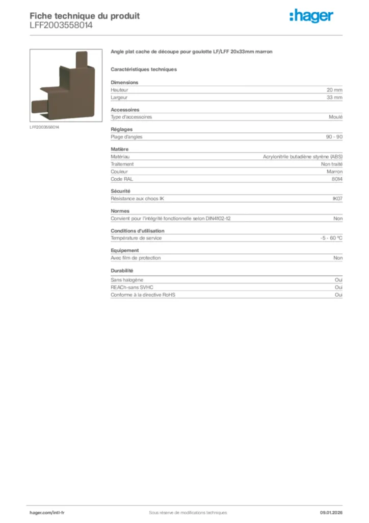 Image Hager Fiche technique du produit LFF2003558014 | Hager Afrique