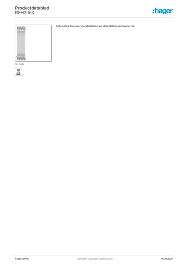 Afbeelding Hager Productdatablad REH306X | Hager Nederland