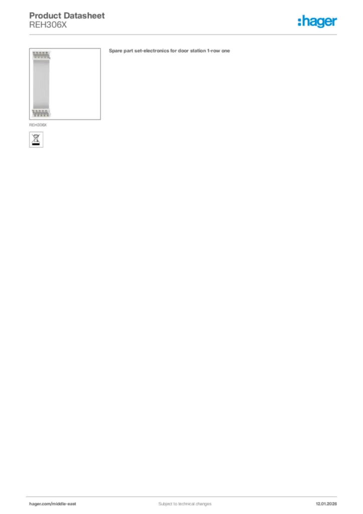 Image Hager Product data sheet REH306X  | Hager