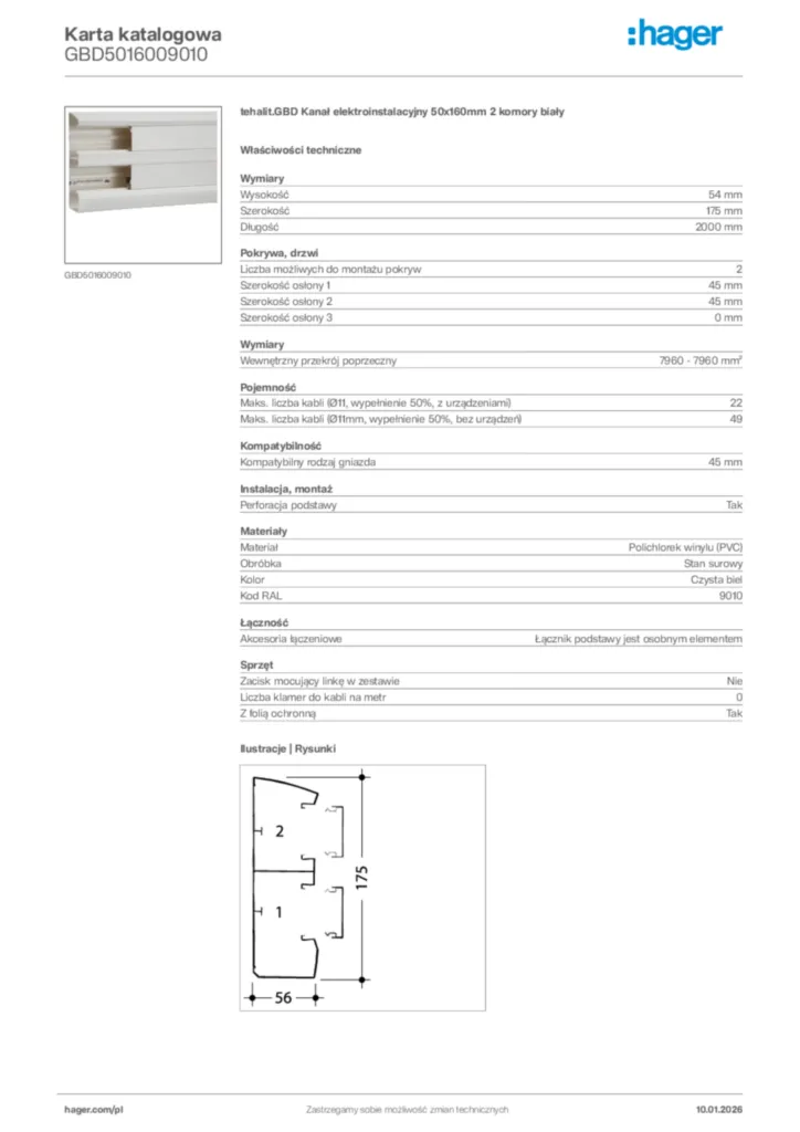 Zdjęcie Hager Karta katalogowa GBD5016009010 | Hager Polska