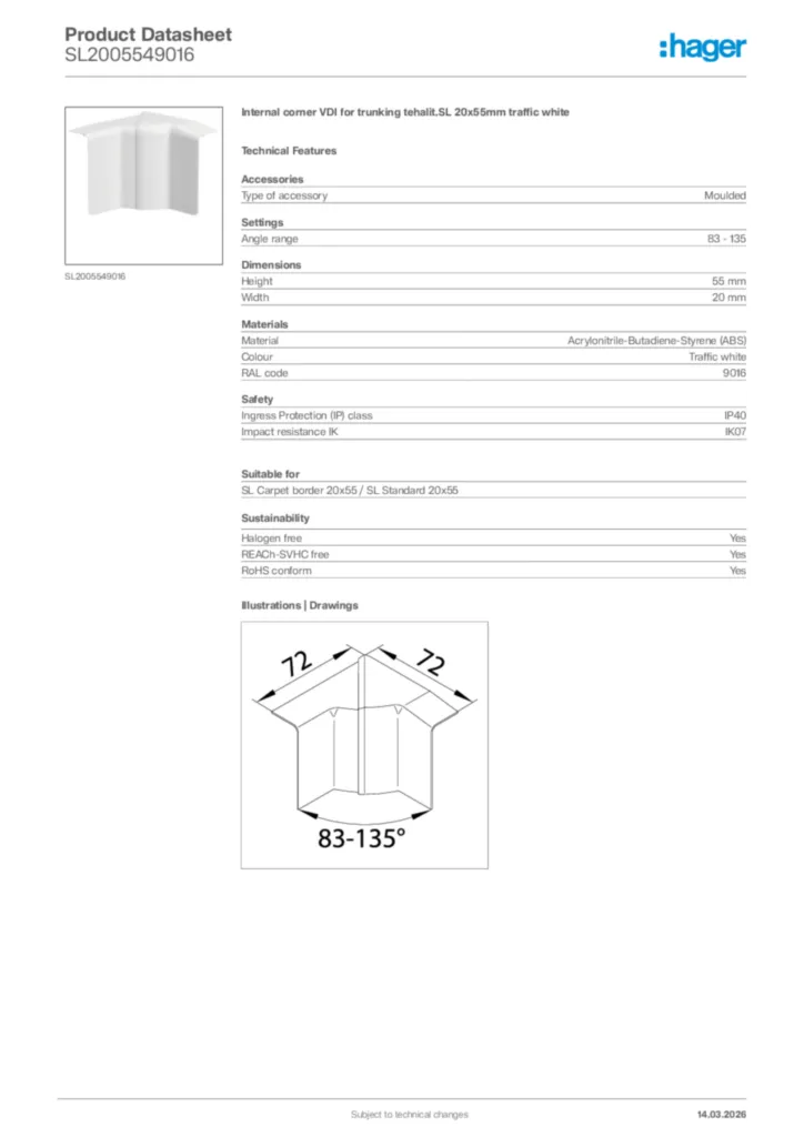 Image Hager Product data sheet SL2005549016  | Hager Africa