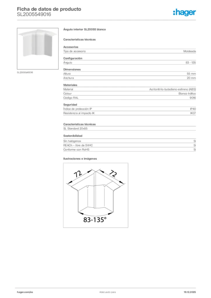 Imagen Hager Ficha de datos de producto SL2005549016 | Hager España