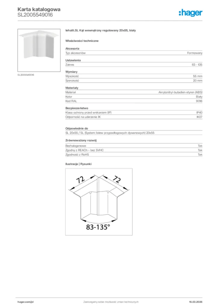 Zdjęcie Hager Karta katalogowa SL2005549016 | Hager Polska