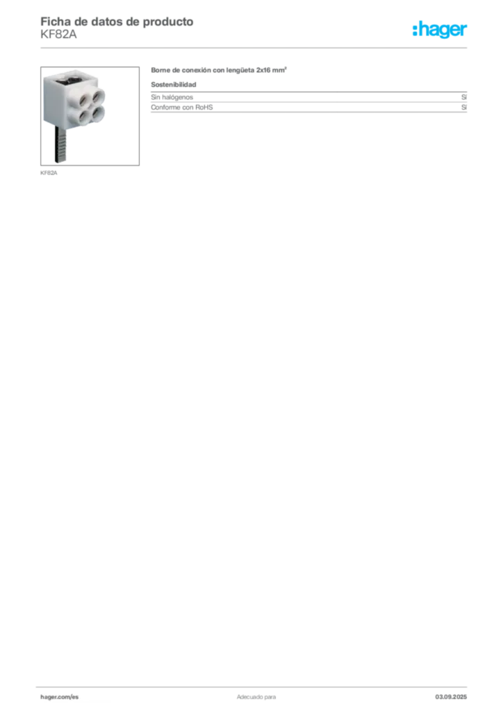 Imagen Hager Ficha de datos de producto KF82A | Hager España