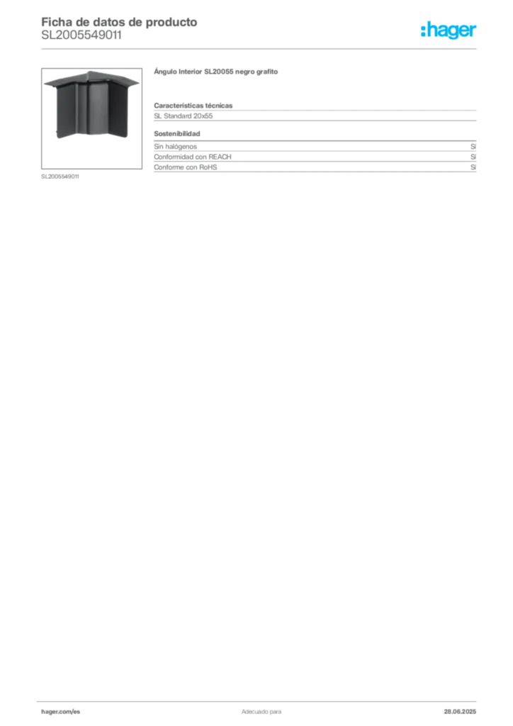 Imagen Hager Ficha de datos de producto SL2005549011 | Hager España