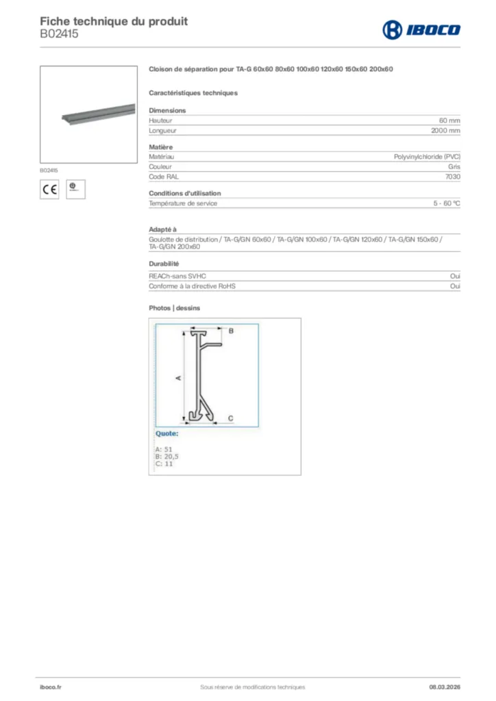 Image Iboco Fiche technique du produit B02415 | Hager France
