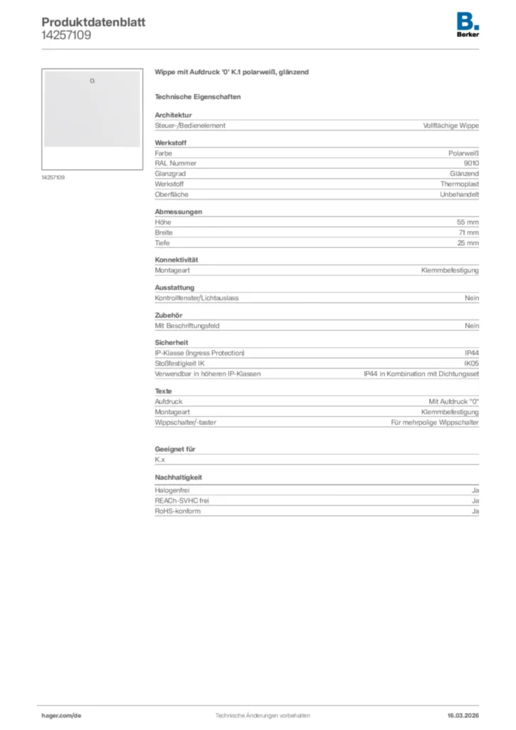 Bild Berker Produktdatenblatt 14257109 | Hager Deutschland