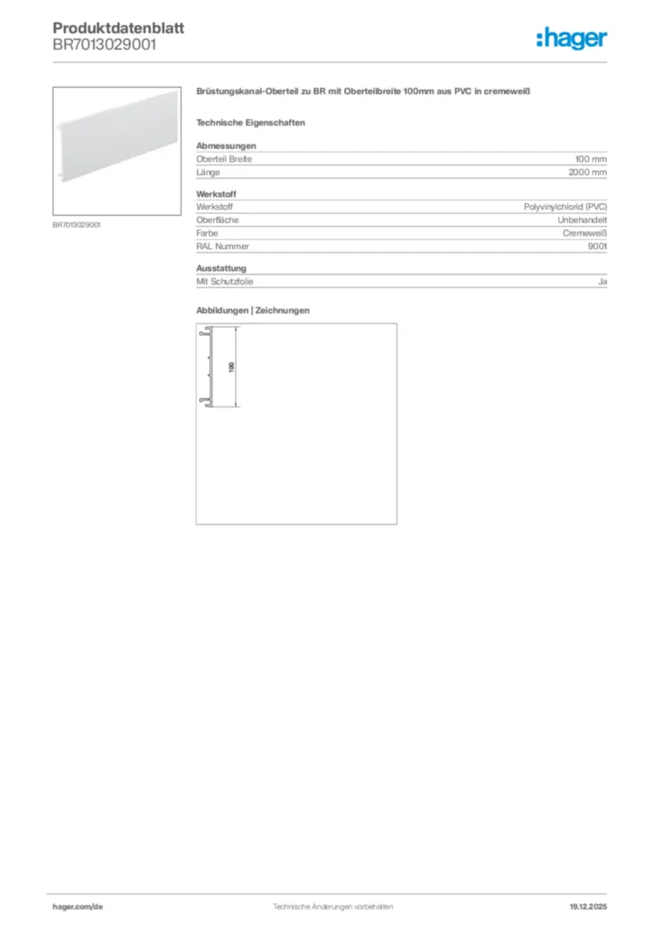 Bild Hager Produktdatenblatt BR7013029001 | Hager Deutschland