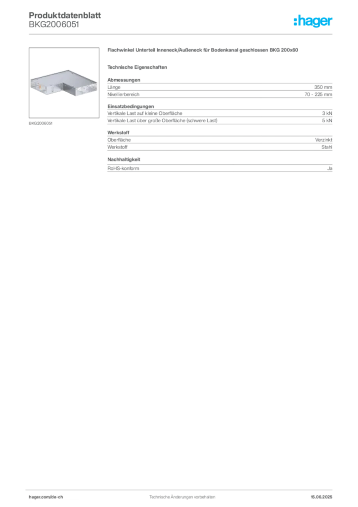 Bild Hager Produktdatenblatt BKG2006051 | Hager Schweiz