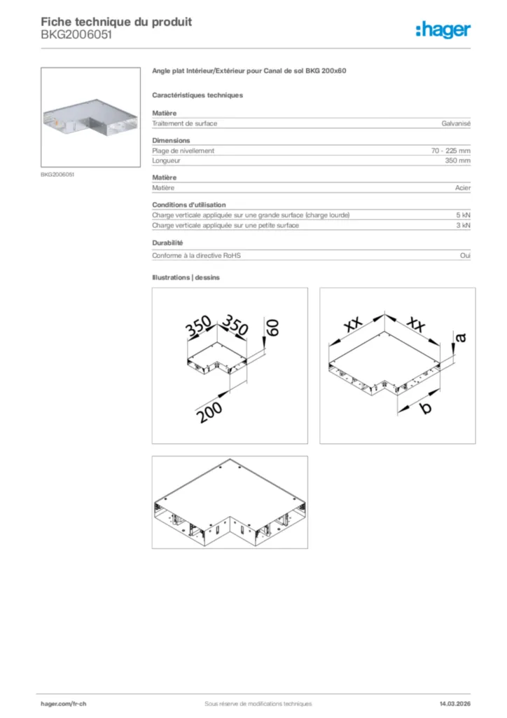 Image Hager Fiche technique du produit BKG2006051 | Hager Suisse