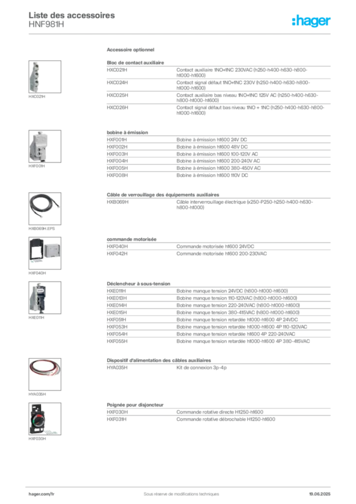 Image Hager Fiche technique du produit HNF981H | Hager France
