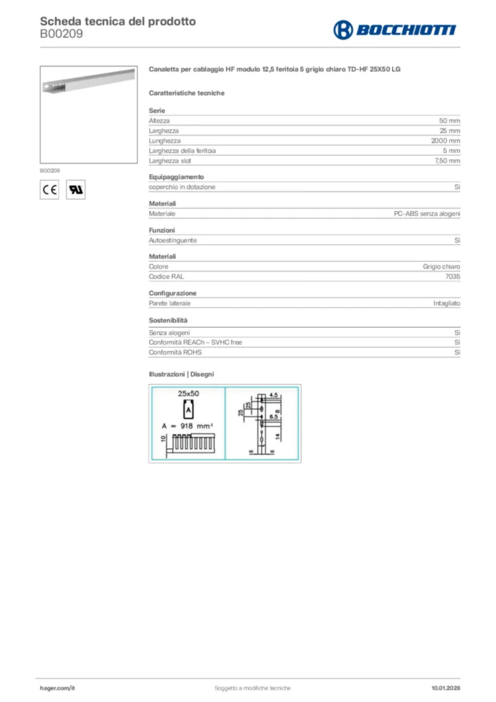 Immagine Bocchiotti Scheda tecnica del prodotto B00209 | Hager Italia
