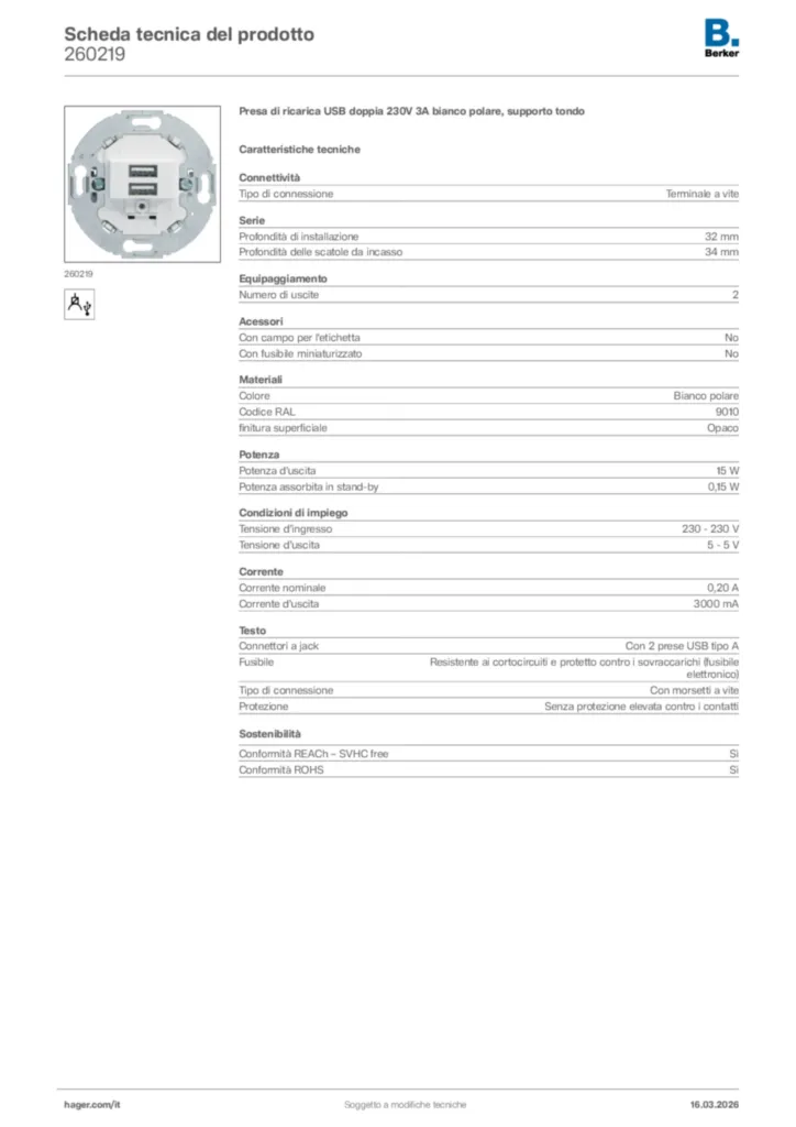 Immagine Berker Scheda tecnica del prodotto 260219 | Hager Italia