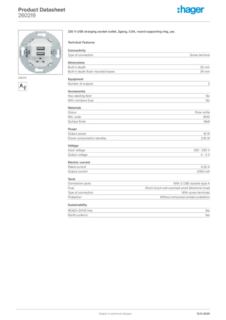 Image Hager Product data sheet 260219  | Hager