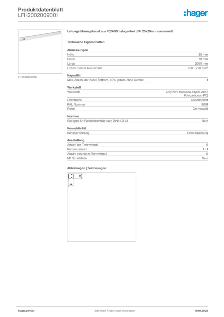 Bild Hager Produktdatenblatt LFH2002009001 | Hager Deutschland