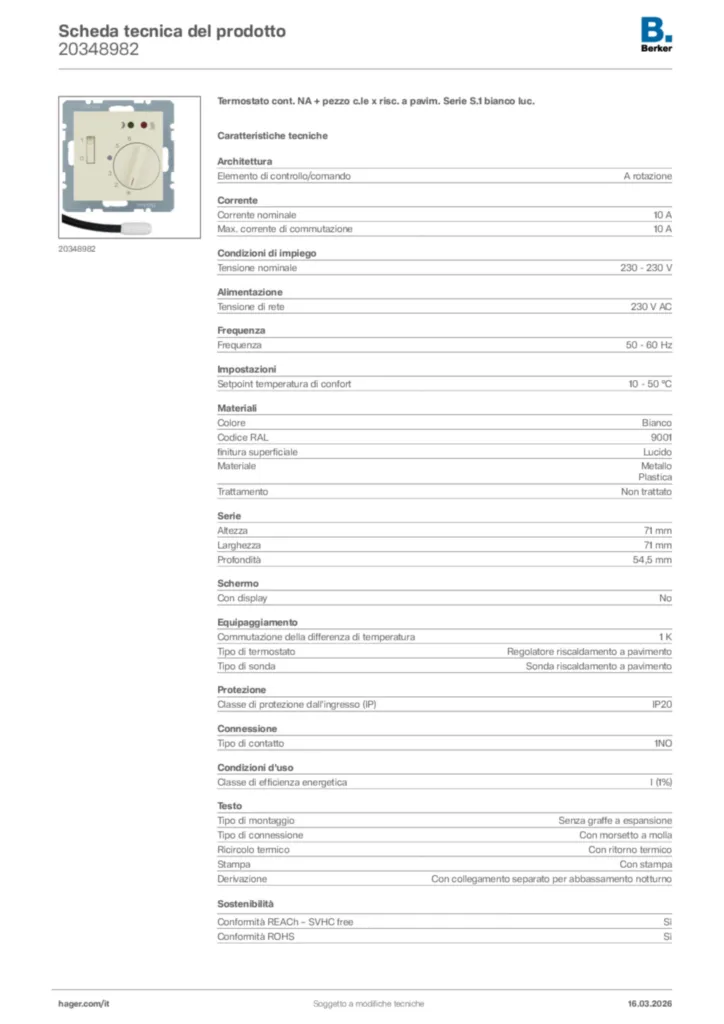 Immagine Berker Scheda tecnica del prodotto 20348982 | Hager Italia