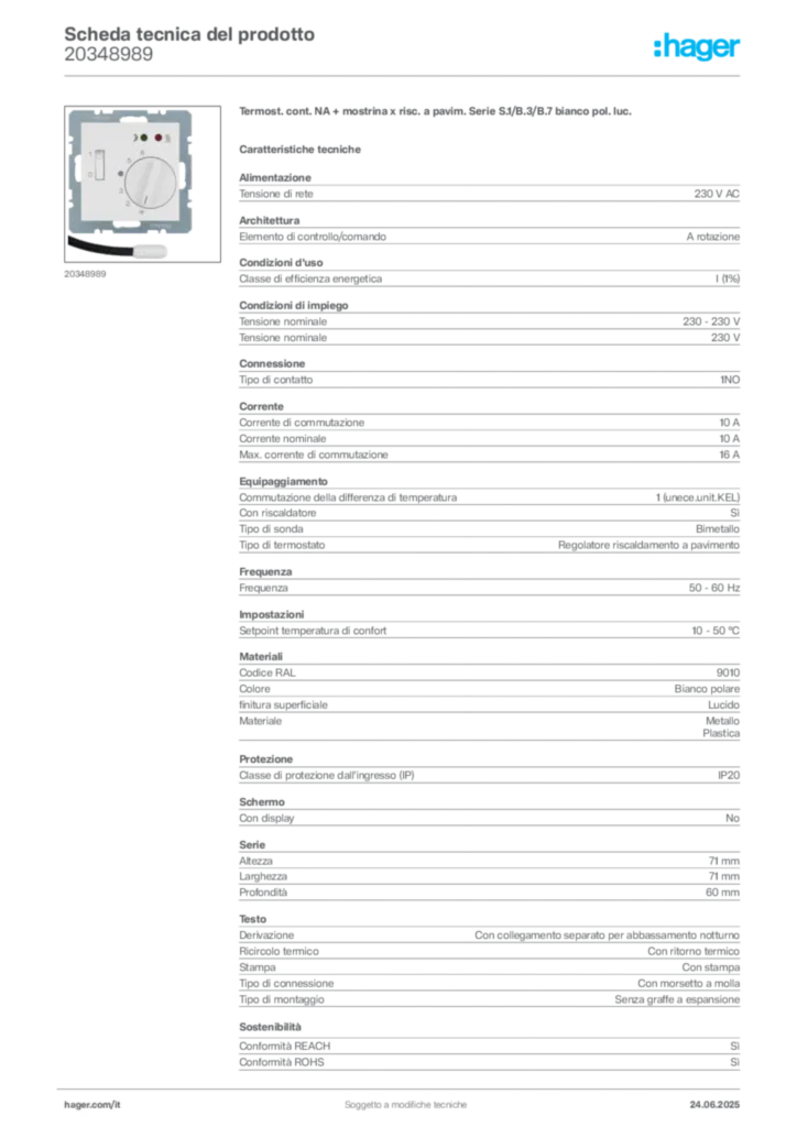 Immagine Berker Scheda tecnica del prodotto 20348989 | Hager Italia