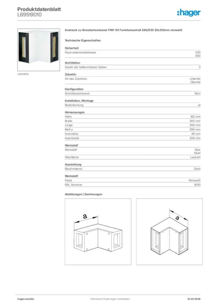 Bild Hager Produktdatenblatt L69519010 | Hager Deutschland