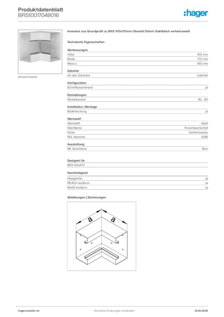 Bild Hager Produktdatenblatt BRS10017049016 | Hager Schweiz