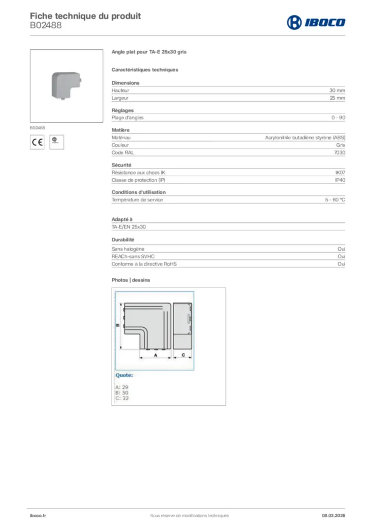 Image Iboco Fiche technique du produit B02488 | Hager France