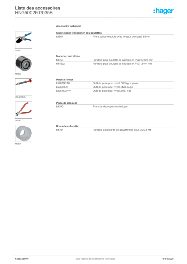 Image Hager Fiche technique du produit HNG5002507035B | Hager France