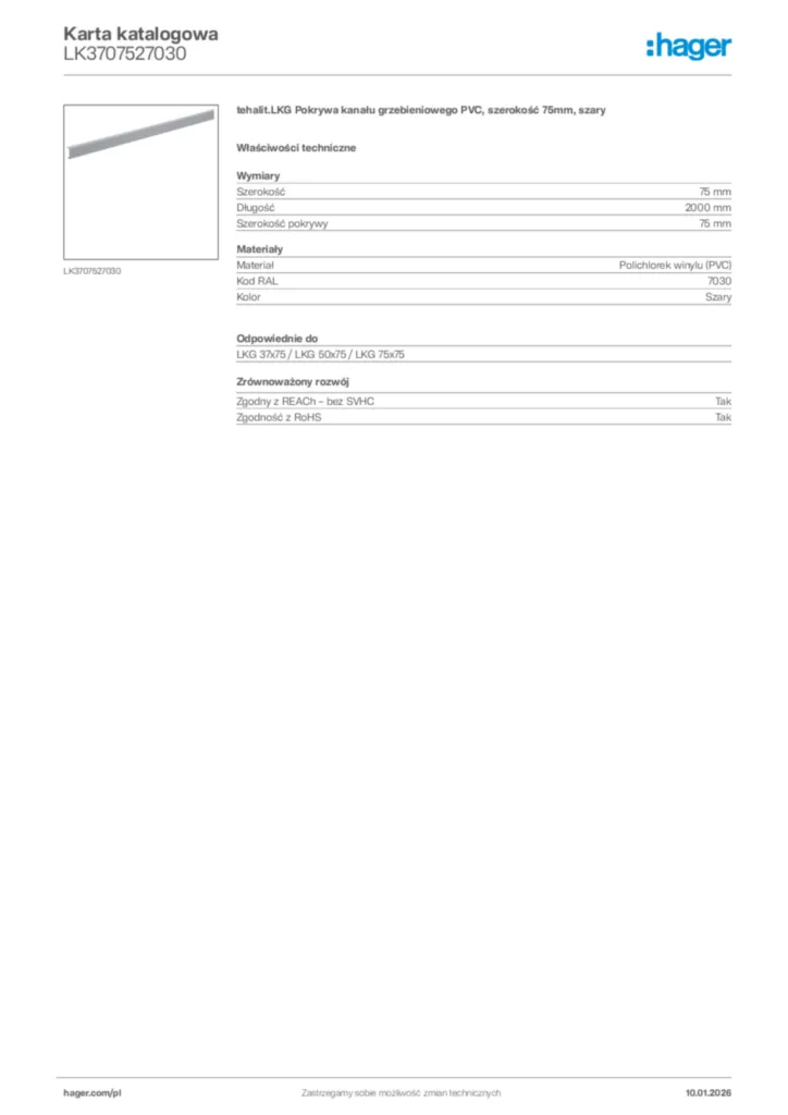 Zdjęcie Hager Karta katalogowa LK3707527030 | Hager Polska
