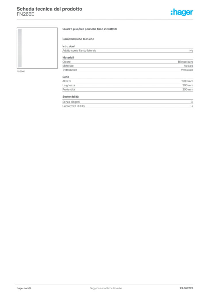 Immagine Hager Scheda tecnica del prodotto FN266E | Hager Italia