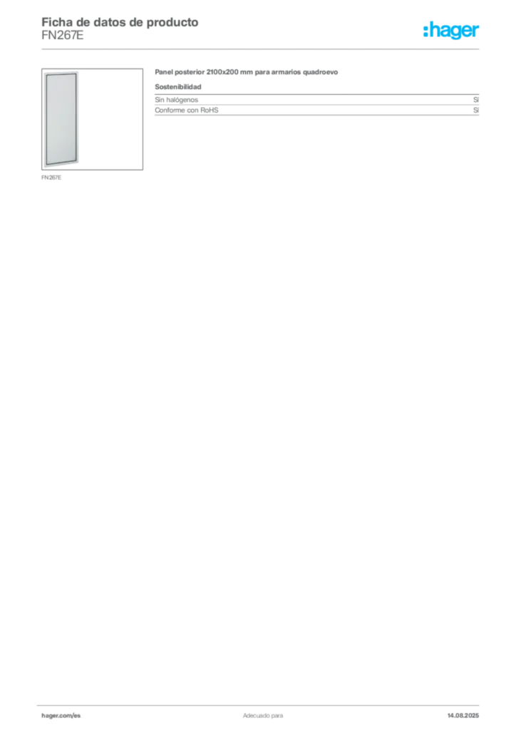 Imagen Hager Ficha de datos de producto FN267E | Hager España