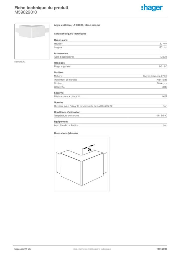 Image Hager Fiche technique du produit M59629010 | Hager Suisse