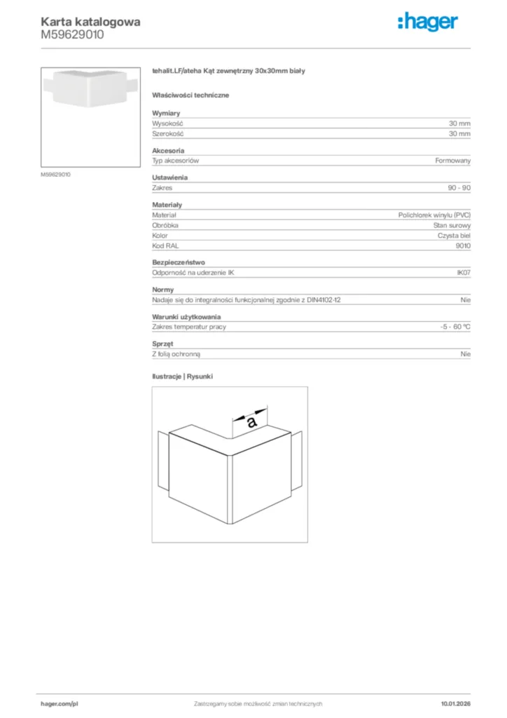 Zdjęcie Hager Karta katalogowa M59629010 | Hager Polska
