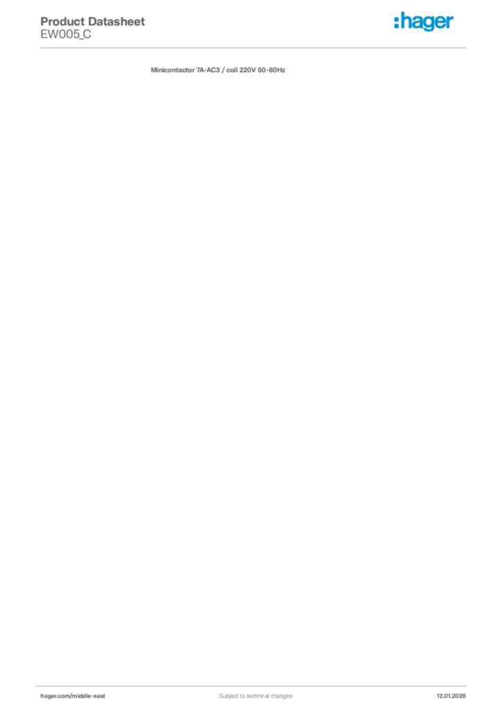 Image Hager Product data sheet EW005_C  | Hager