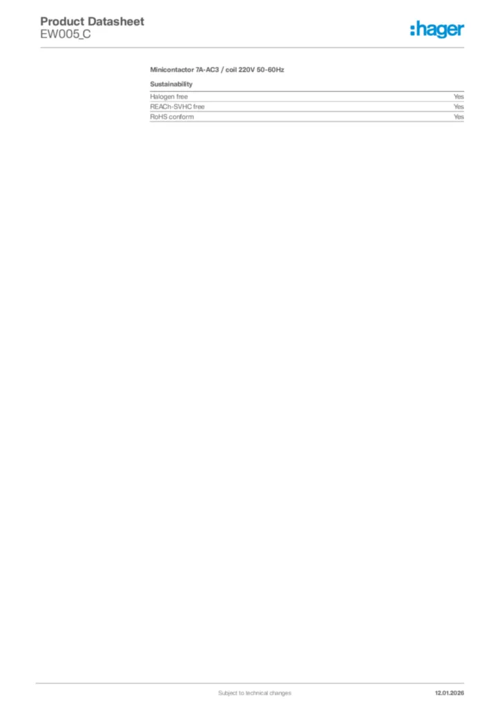 Image Hager Product data sheet EW005_C  | Hager Africa