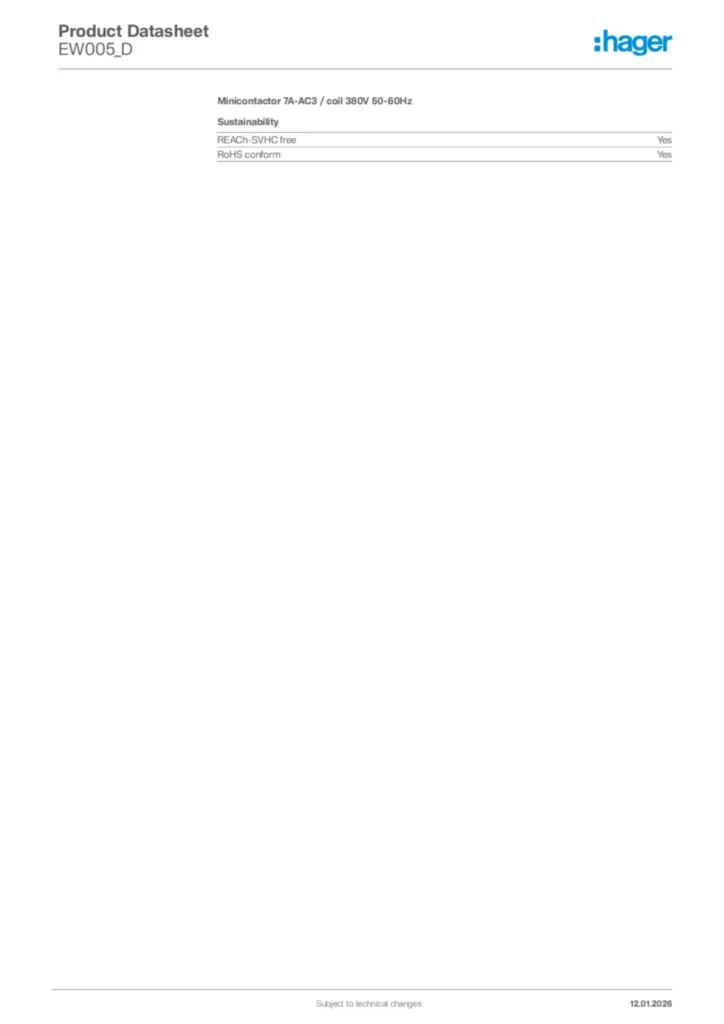 Image Hager Product data sheet EW005_D  | Hager Africa