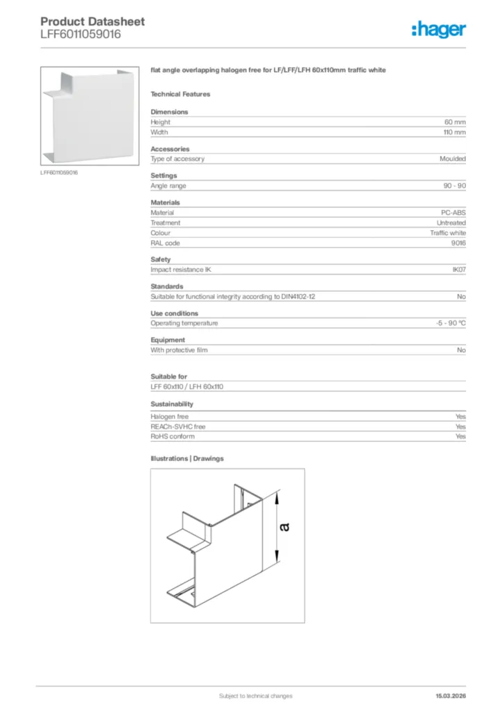 Image Hager Product data sheet LFF6011059016  | Hager Africa