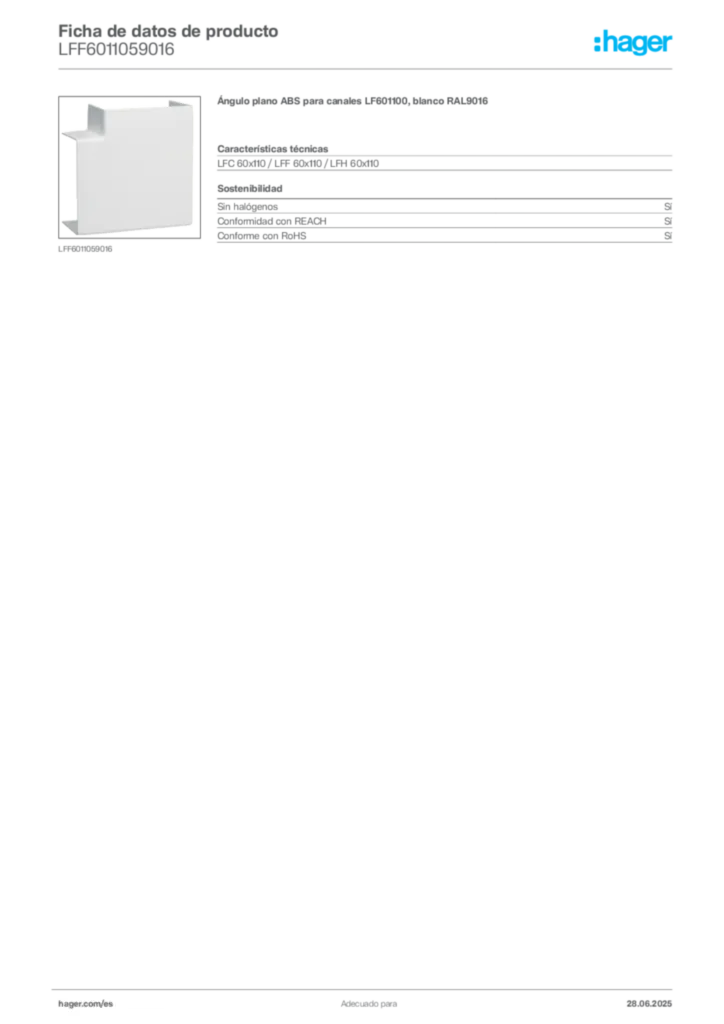 Imagen Hager Ficha de datos de producto LFF6011059016 | Hager España