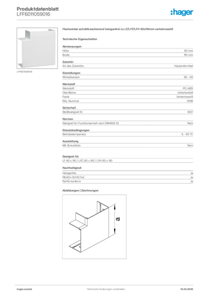 Bild Hager Produktdatenblatt LFF6011059016 | Hager Deutschland