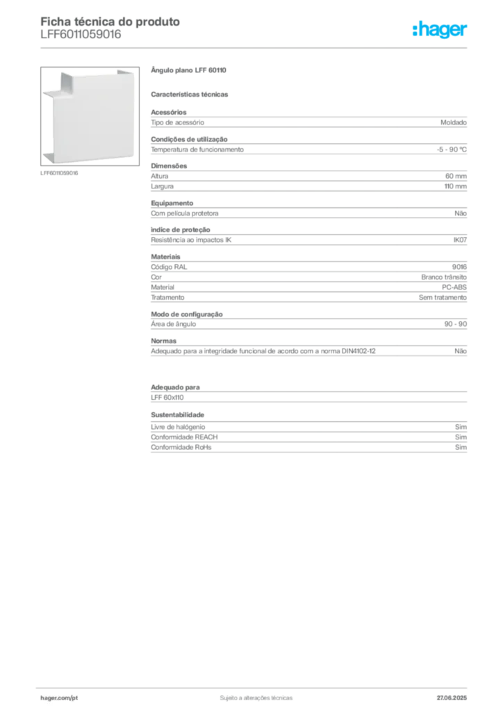 Imagem Hager Ficha técnica do produto LFF6011059016 | Hager Portugal