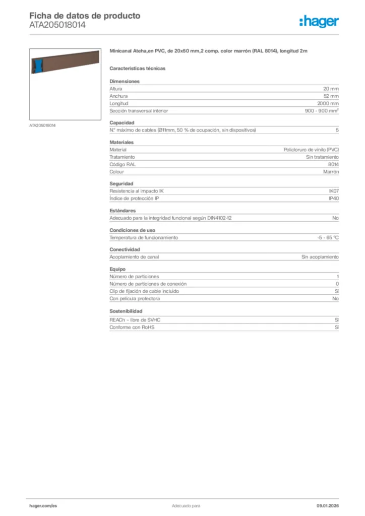 Imagen Hager Ficha de datos de producto ATA205018014 | Hager España