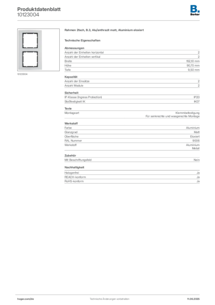 Bild Berker Produktdatenblatt 10123004 | Hager Deutschland