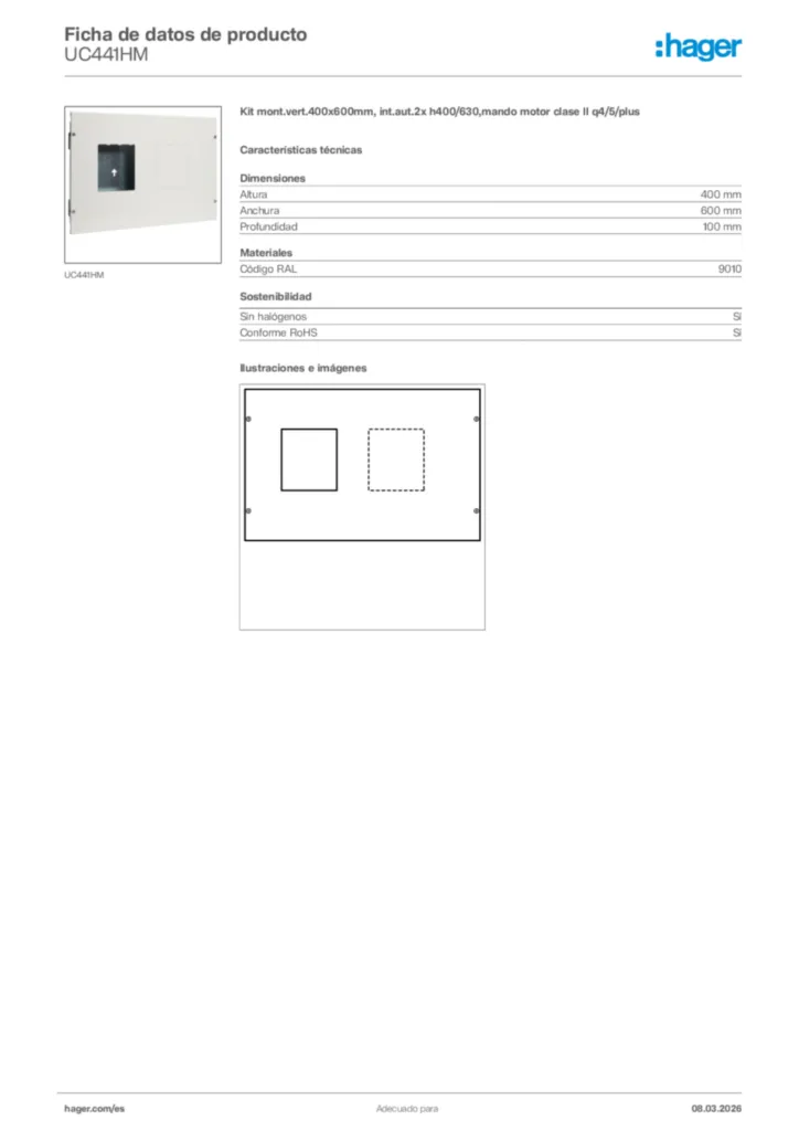 Imagen Hager Ficha de datos de producto UC441HM | Hager España