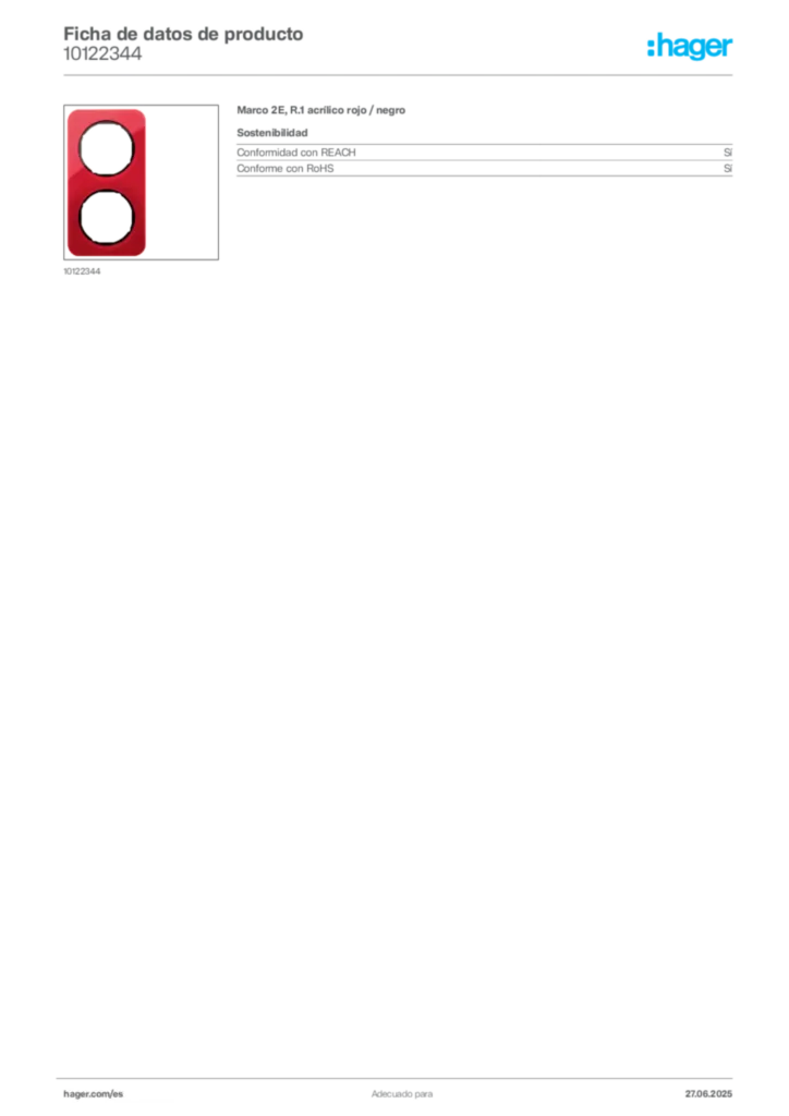Imagen Hager Ficha de datos de producto 10122344 | Hager España