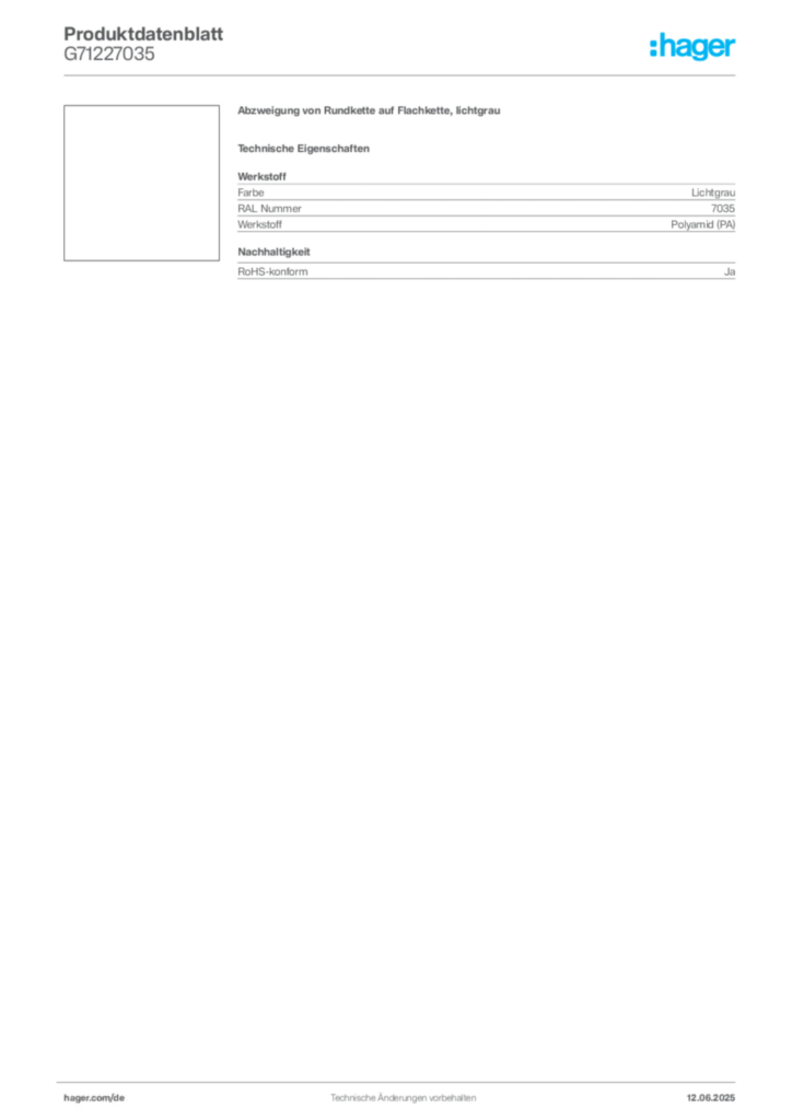 Bild Hager Produktdatenblatt G71227035 | Hager Deutschland